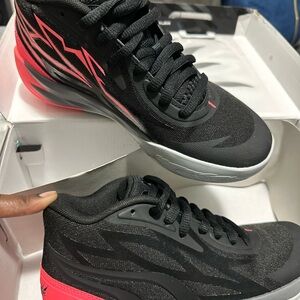 Melo Ball Black and Pink Basketball Sneakers